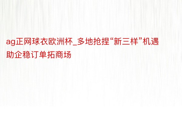 ag正网球衣欧洲杯_多地抢捏“新三样”机遇 助企稳订单拓商场