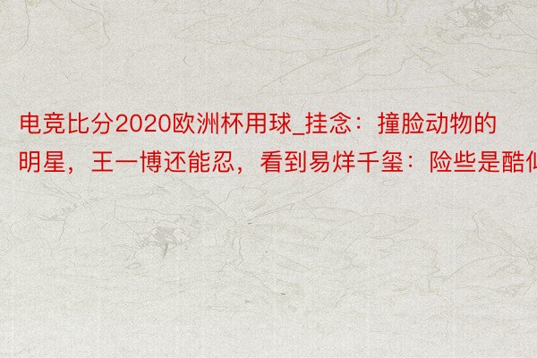 电竞比分2020欧洲杯用球_挂念：撞脸动物的明星，王一博还能忍，看到易烊千玺：险些是酷似