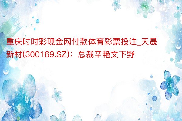 重庆时时彩现金网付款体育彩票投注_天晟新材(300169.SZ)：总裁辛艳文下野