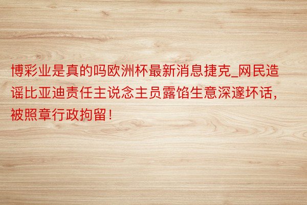 博彩业是真的吗欧洲杯最新消息捷克_网民造谣比亚迪责任主说念主员露馅生意深邃坏话，被照章行政拘留！